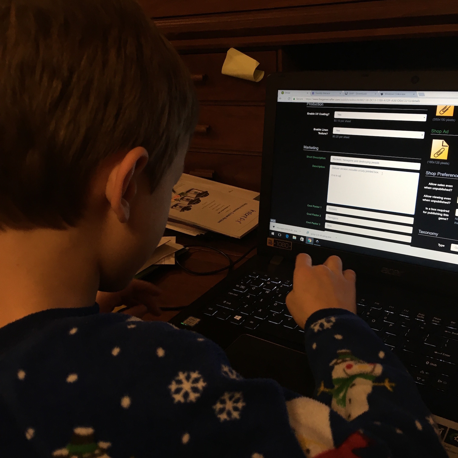 Writing a long description for the Game Crafter.